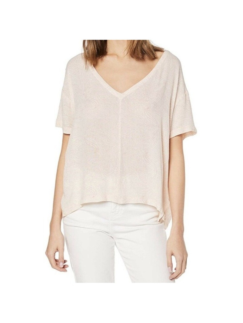 Sparkz Pale‎ Blush Tessa Tee V-Neck Short Sleeve Top Size L